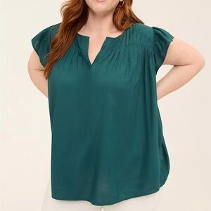 NWT Lane Bryant Teal Flutter Sleeve Blouse